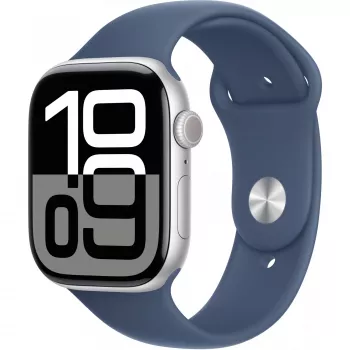 Apple Watch S10 Sudraba Alumīnijs Sporta Siksniņa Denim - S/M GPS + Cellular 46mm MWY03QF/A 2024