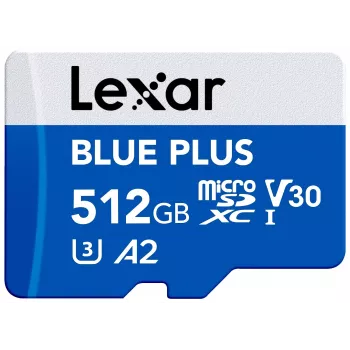 MicroSDXC atmiņas karte Lexar BLUE PLUS 512 GB, UHS‑I, nolasīšana 170 MB/s, U3/V30