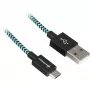 USB 2.0 kabelis, USB-A ligzda > Micro-USB spraudnis (melns/gaiši zils, 3 metri, pinums)