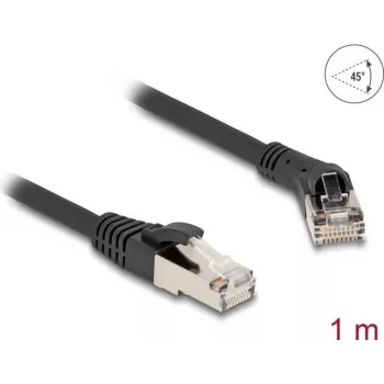 DeLOCK RJ45 Cat.8.1 S/FTP tīkla kabelis 45° leņķī 1m melns