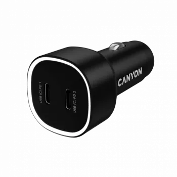 Auto lādētājs CANYON OnDrive 60 PD 60W 2xUSB-C — melns