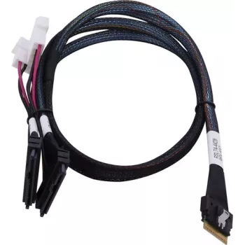 SAS kabelis ADAPTEC Microchip Technology 2305500-R SlimSAS ×8 uz 2×2SFF-8639 U.2, 0,8 m, melns