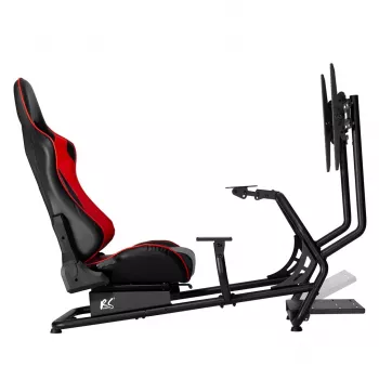 NanoRS RS160 Spēļu krēsls un simulatora statīvs 3-in-1, PC/konsolēm, mākslīgā āda, stūres statīvs, TV kronšteins līdz 50 collām, VESA 400x400