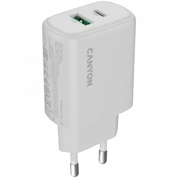 CANYON lādētājs OnCharge 250 25W 1xPD 1xQC EU Balts