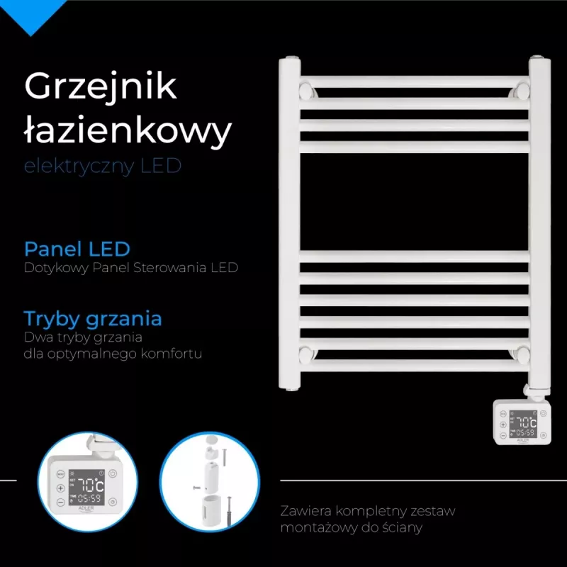 LED elektriskais vannas istabas radiators AD 7823, 400 W, balts, IP24