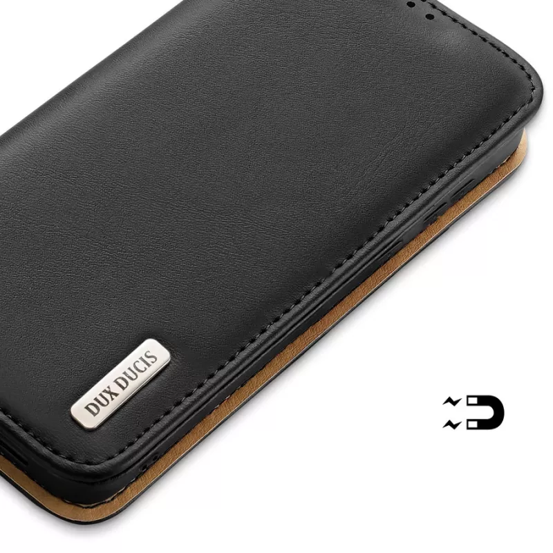 Dux Ducis Hivo Īstas ādas maciņš ar atloku Samsung Galaxy S22+ (S22 Plus) Melns