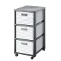 Kumode Rotho Country Grey White, 3 atvilktnes, tehnopolimērs, 325×712×375 mm, antracīts/balts, ar transporta riteņiem