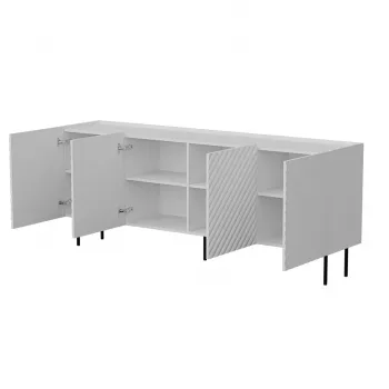 Kumode Cama LUCCA 4D, 200x40x80 cm, balta, skaidu plātne, 16 mm rāmis