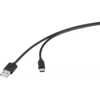 Renkforce USB 2.0 kabelis USB-A ligzda, USB-C spraudnis 2.00 m Melns RF-6830422