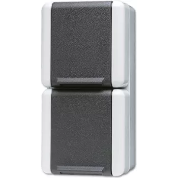 JUNG 822 W kontaktligzda, 250 V 16 A, 75×58×151 mm, melna/balta