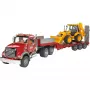 BRUDER BR-02813 Zems pamatnes kravas auto ar JCB 4CX piedevu, ABS konstrukcija, daudzkrāsains