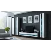TV statīvs Cama Meble VIGO NEW 30/140/40 — 1400×400×300 mm, pelēka virsma, pelēks rāmis, balti spīdīgi priekšējie paneļi