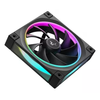 Korpusa ventilators DeepCool FL12 120 mm, PWM, 500–2150 RPM, 55 CFM, 2,82 mmH2O, FDB, multi-LED, melns