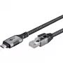Ethernet kabelis USB-C 3.2 Gen2 savienotājs > RJ-45 savienotājs, LAN adapteris melns/sudrabs, 1,5 metri, pīts tekstila apvalks