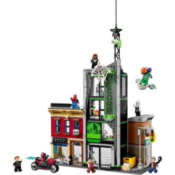 Konstruktors LEGO Marvel komplekts 76324 Zirnekļcilvēks pret Oscorp, 808 gabali, 8 minifigūras, vecumam 10+