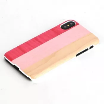 Korpuss iPhone X/XS no koka un polikarbonāta — Pink Pie White