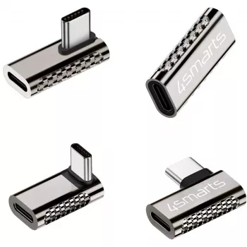 4smarts 540464 USB-C uz USB-C pagarinātājs ar 4 leņķa adapteriem, sudrabs