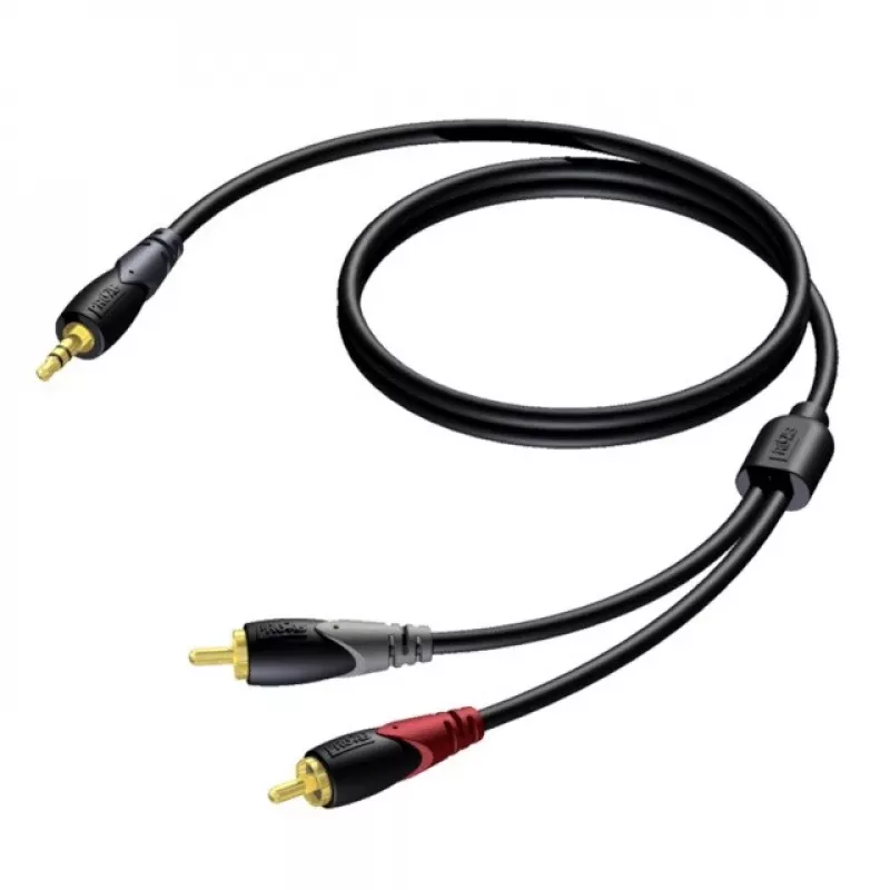 Stereo 3.5 mm ligzdas vīrišķais uz 2x RCA (Cinch) vīrišķo kabelis Procab 3 m