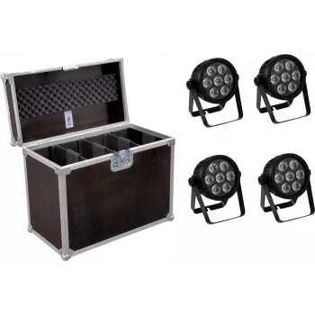 LED prožektoru komplekts EUROLITE 7C-7 Silent Slim 4x ar transporta koferi