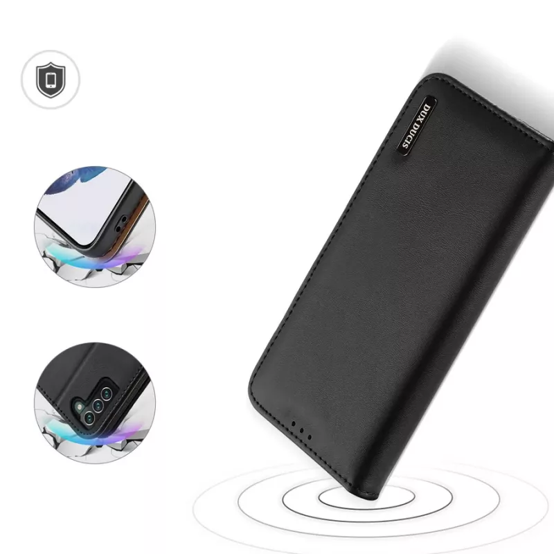 Dux Ducis Hivo Īstas ādas maciņš ar atloku Samsung Galaxy S22+ (S22 Plus) Melns