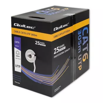 QOLTEC 50359 UTP kabelis CAT6 305m zils
