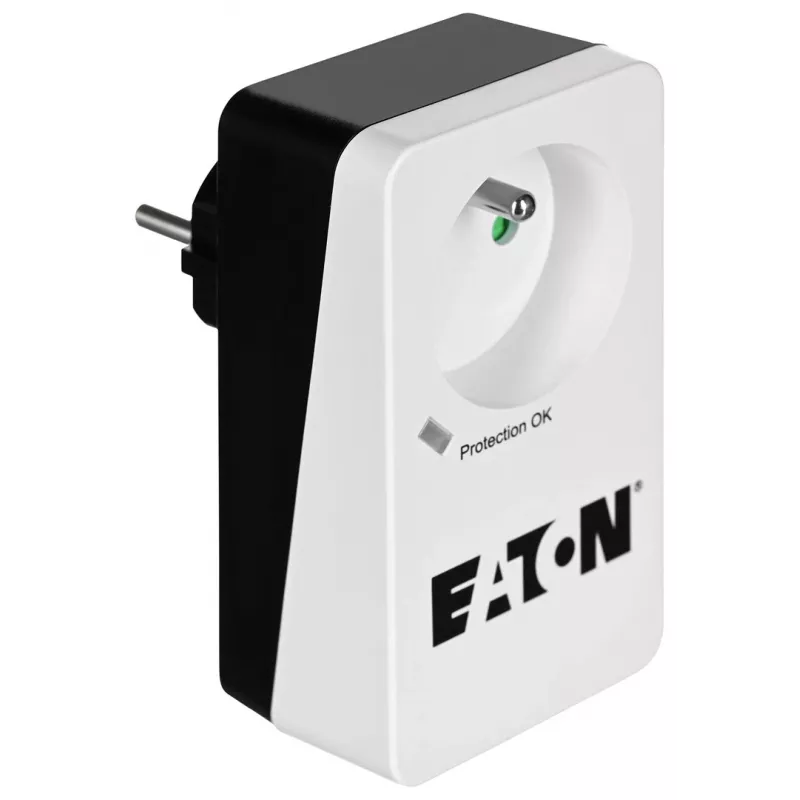Aizsardzības kārba pret pārspriegumu Eaton Protection Box 1 FR — 1 kontaktligzda Type E, 220–250 V, 16 A, 4000 W, melna, kompakta