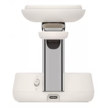 Bezvadu lādētājs Belkin Qi2 WIZ040KQSD — 25 W, USB, 1,5 m kabelis, balts, viedtālrunim, viedpulkstenim, austiņām, fitnesa izsekotājam