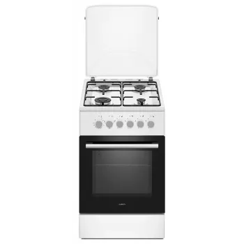 Elektriski-gāzes plīts MPM MPM-56-KGM-04, 4 degļi, 56 cm, elektriskā cepeškrāsns, melna