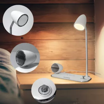 Vadu bezvadu lādētājs Tellur TLL151371 ar Bluetooth skaļruni un galda lampu