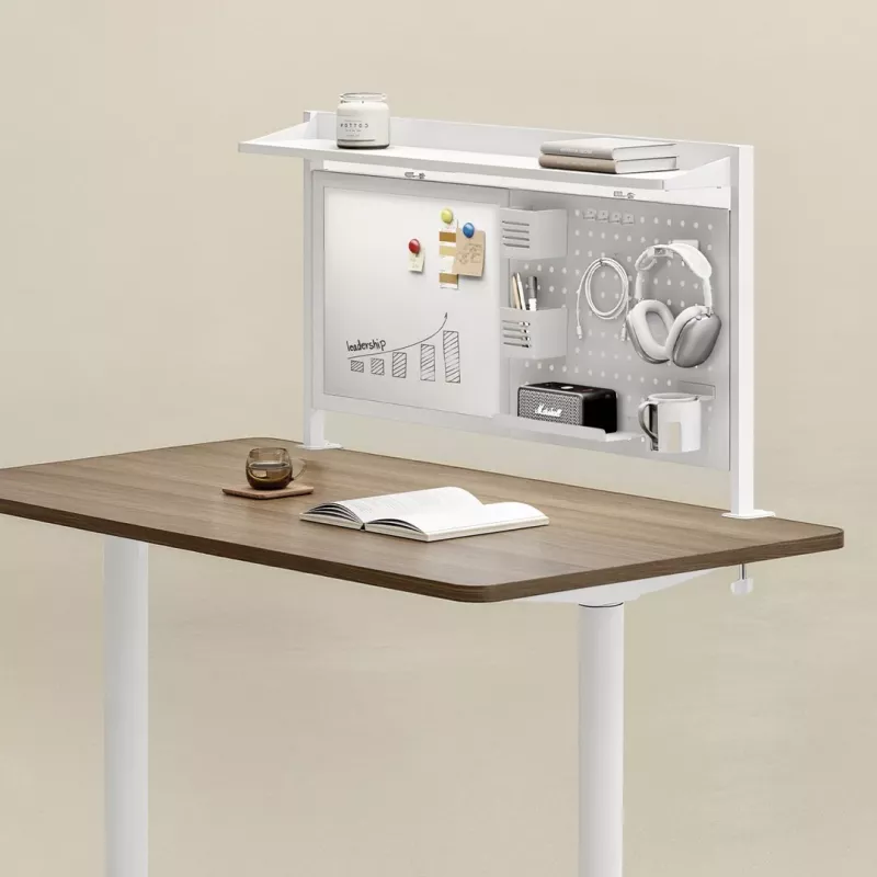 Galda starpsiena ergo office ER-301 W — 1116 mm plata tērauda sieta ar magnētisko tāfeli, balta, maks. slodze 10 kg