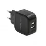 QOLTEC 50186 iekštelpu lādētājs viedtālruņiem un planšetdatoriem, 5 V 3,4 A, 17 W, 2× USB, melns