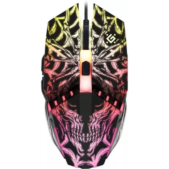 Spēļu pele DEFENDER GM-670L abpusēja optiskā, 2400 DPI, 5 pogas, vadu, melna, RGB