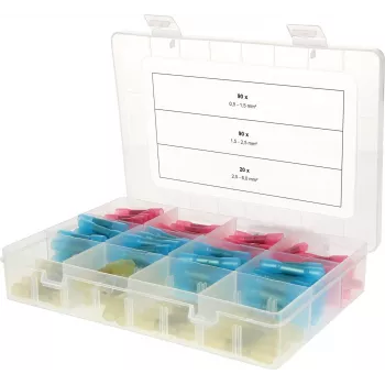 Saspiežamo siltum sarūkošo savienotāju komplekts KS Tools 970.0790 0.5–6.0 mm², 200 gab.