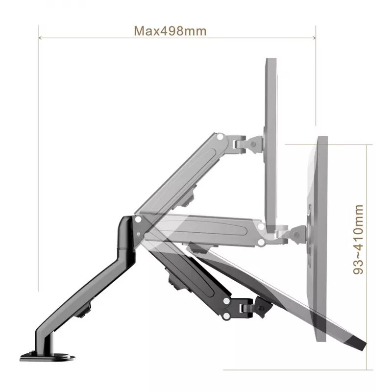 Maclean MC-860N Monitora stiprinājums ar gāzes atsperi, 13-27 inch, 8 kg, Melns