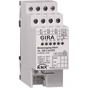 Binārais ieejas modulis 6-kanālu KNX 10-230V AC/DC 212600 (212600)