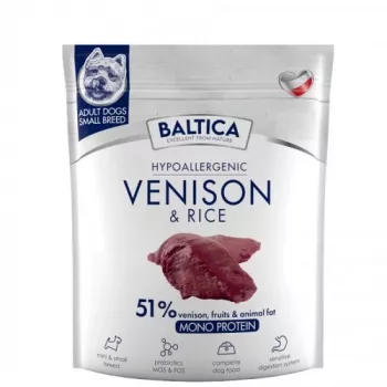 BALTICA Nutraceutic Hipoaalerģiska Mazām šķirnēm Brieža gaļa ar rīsiem - sausā suņu barība - 1kg