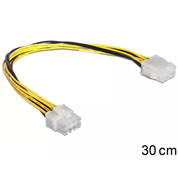 DeLOCK 83342 - Pagarinātāja kabelis iekšējai barošanai, 8-pin (tēviņš) - 8-pin (mātīte), 30 cm