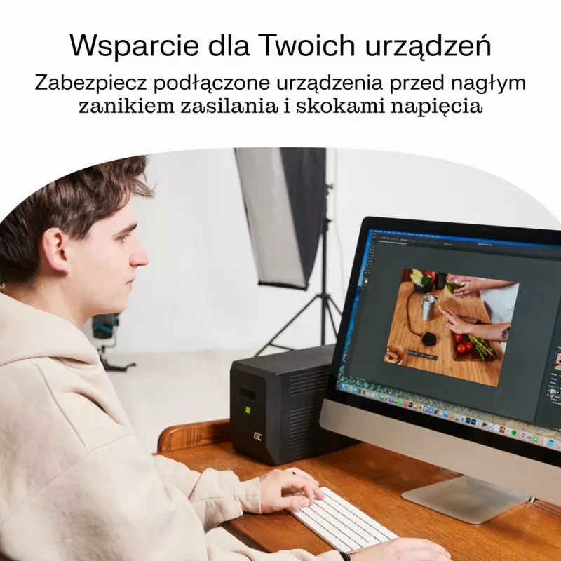 Nepārtrauktās barošanas avots UPS Line-Interactive 2 kVA 1200 W, Green Cell, 4 AC kontaktligzdas, USB, 12 V 9 Ah VRLA (torņa)