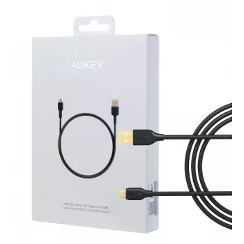 AUKEY CB-MD1 Melns ātrs kabelis Quick Charge micro USB-USB | 1m | 5A | 480 Mbps