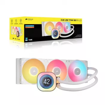 Šķidruma dzesēšanas sistēma Corsair iCUE LINK TITAN 360 RX LCD 12 cm Balta