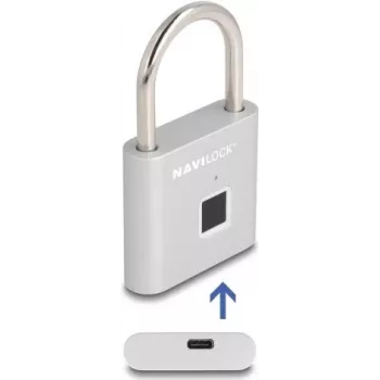 Biometriskā atslēga Navilock 20966 pirksta nospiedumu slēdzene, 75×45 mm, sudraba