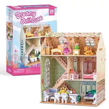 3D papīra leļļu mājas modelis CubicFun P645H — Dreamy