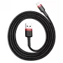 USB-A uz Lightning kabelis Baseus Cafule 2.4A QC 3.0, 1 m — melns/sarkans