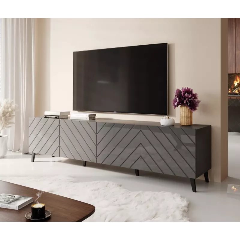 RTV skapis ABETO 200x42x52 grafīta/glancēts