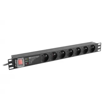 Strāvas sadales bloks PDU Lanberg PDU-PRO-07E-0200-BK, 1U, 6×Type E, 2m, melns
