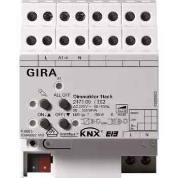 GIRA izpildmehānisms 217100 KNX/EIB Dimmen vienkanālu 500W REG (217100)