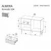 Kumode ALMERA 104x42x75 cm, valrieksts/krems, 3 atvilktnes, skaidu plātne