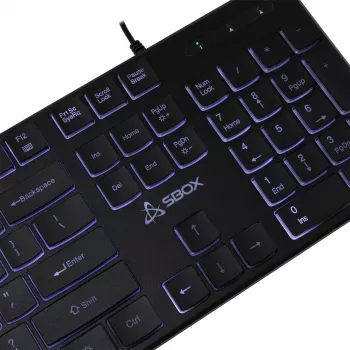 Vadu USB tastatūra SBOX K-22 US Black — US izkārtojums, melna, vadu USB savienojums
