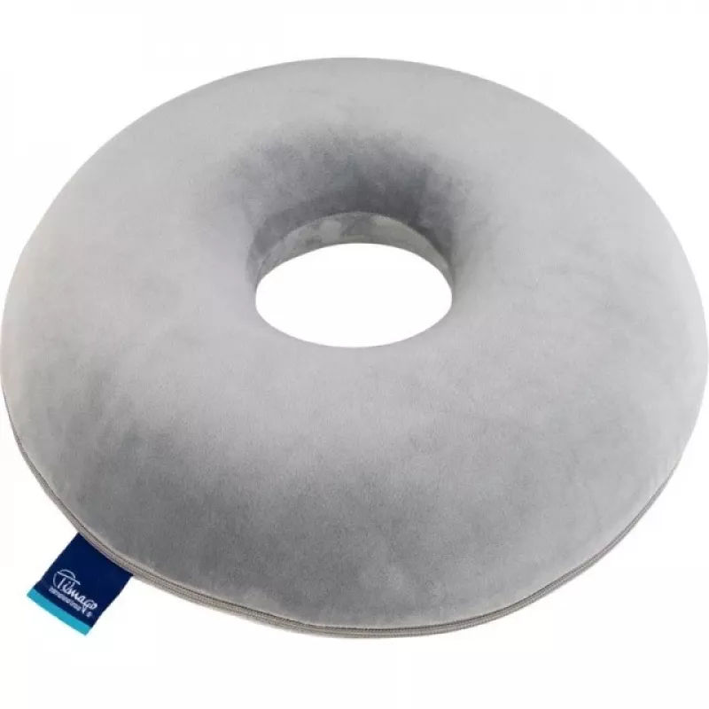 Spiediena mazināšanas sēdekļa spilvens TIMAGO SUPPORT TIM putu sēdspilvens ar centra atveri, 390×390×80 mm, pelēks
