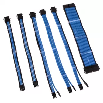 Pīto kabeļu pagarinājumu komplekts Kolink Core Adept — 20+4pin, 8pin, 4+4pin, 3×6+2pin, zils, PET apvalks